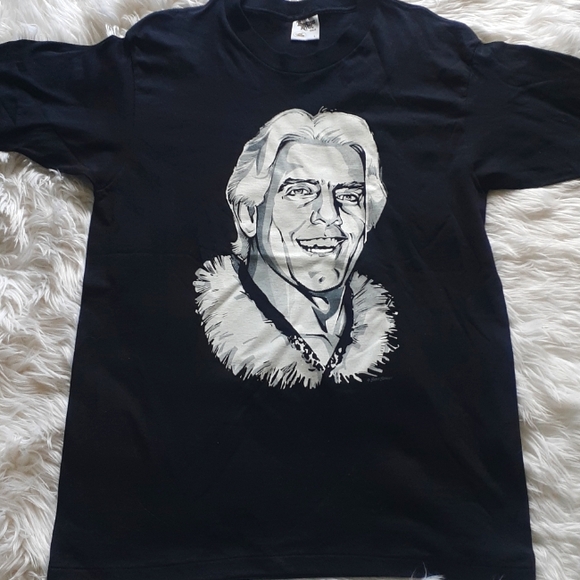Vtg Ric Flair WCW Wrestling Black Shirt Size Large - Picture 1 of 7